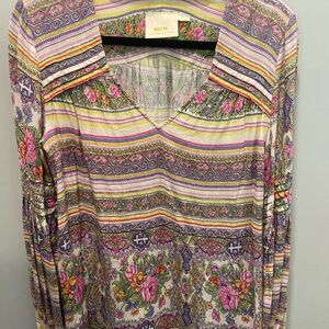 Maeve Multicolor Striped Floral Blouse Anthropologie